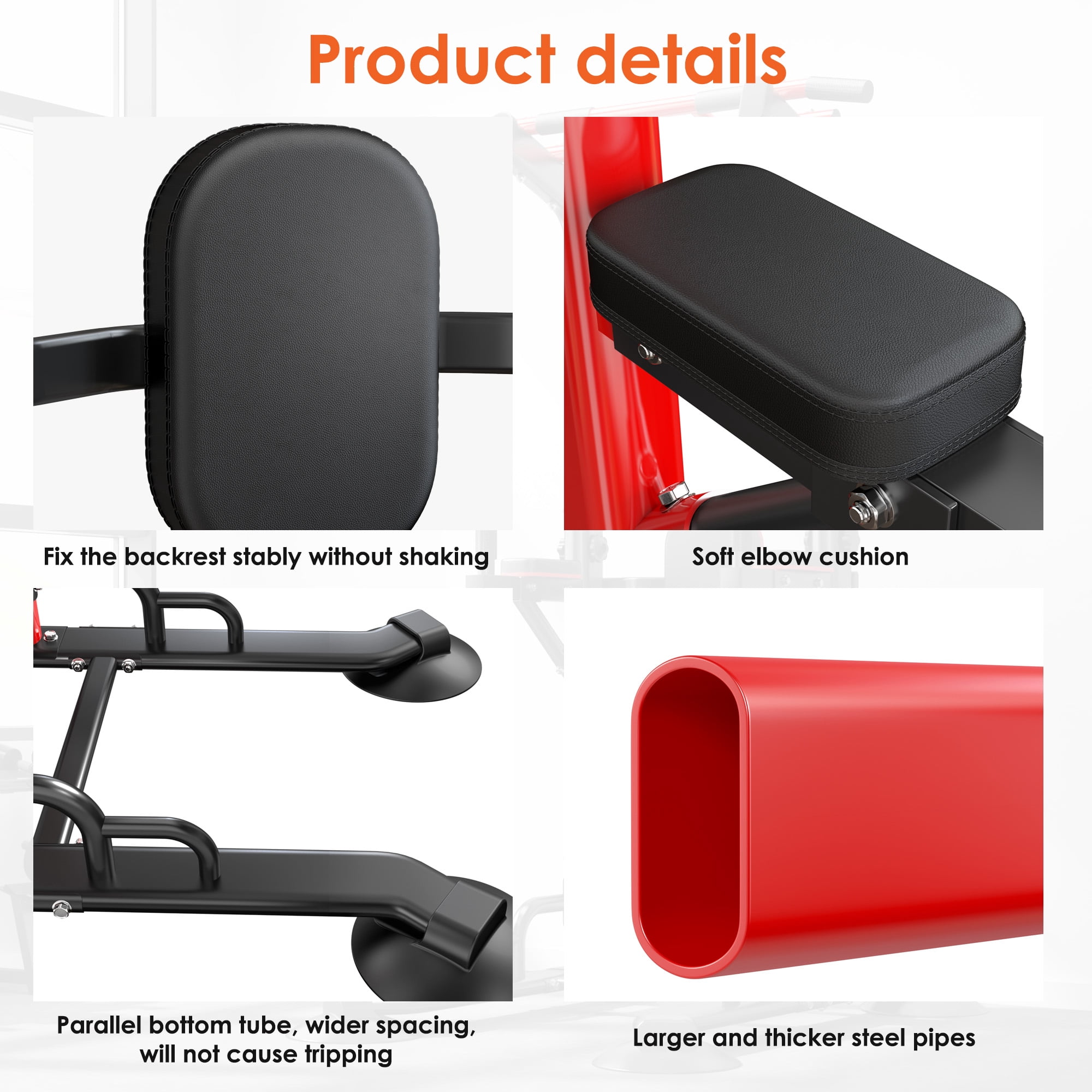 SogesPower 94.5"H Power Tower Pull Up Bar Station, 12 Adjustable Height Pull Up Bar Stand for Home Gym, Multi-Function Pull Up Dip Station Dip Bar Strength Training Fitness Equipment, 330LBS, Red