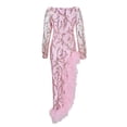 thumbnail image 5 of PMVFHDE Women Chiffon Evening Gown With Train Sequin Slit Design Sparkly Formal Dresses For Women Pink,M, 5 of 8