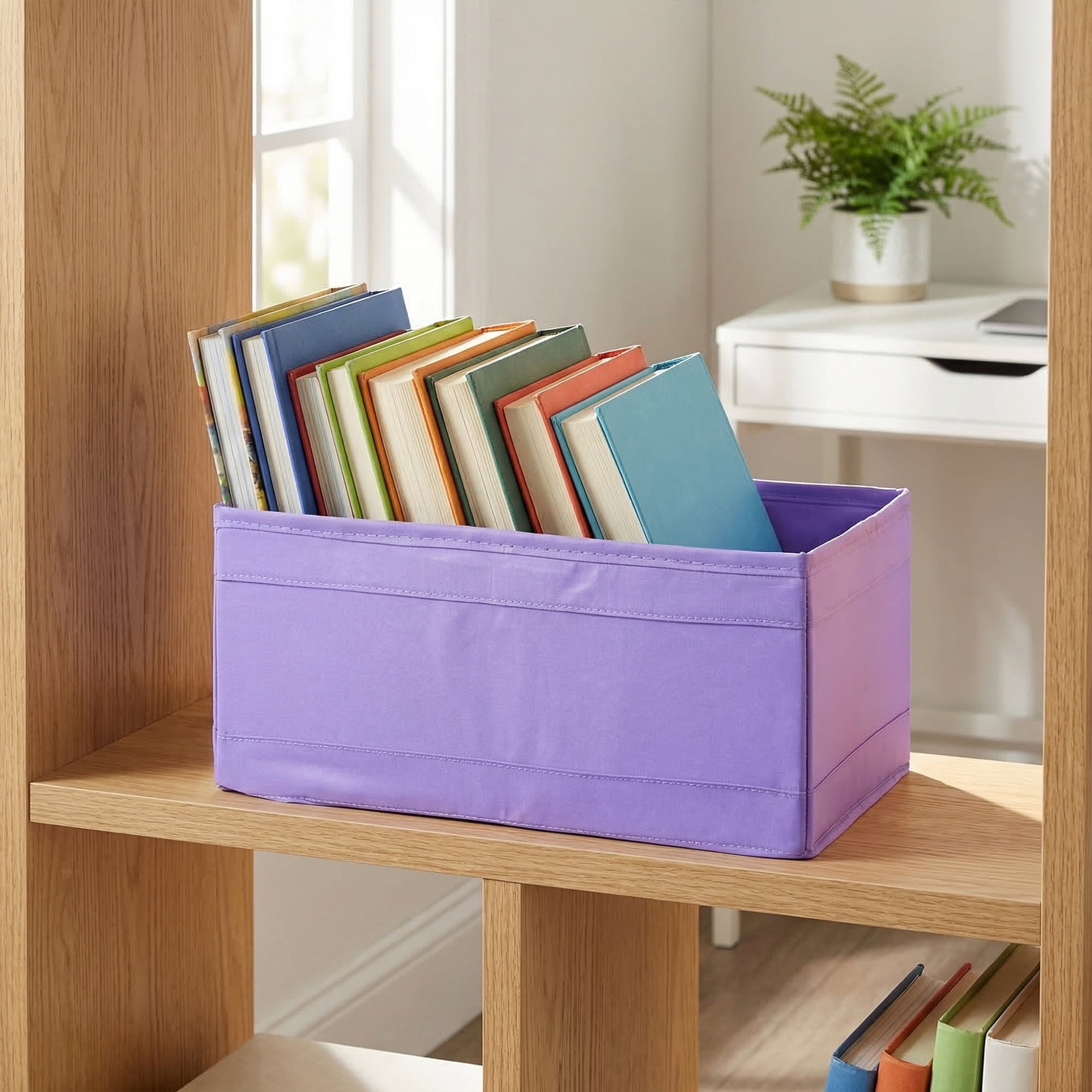 Unique Bargains 3Pcs Fabric Collapsible Storage Basketas with Zipper Purple 6 Pcs