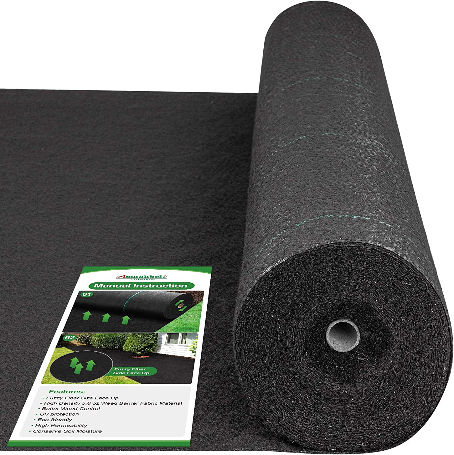 Amagabeli 5.8oz 3ft x 300ft Weed Barrier Landscape Fabric Heavy Duty Ground Cover Weed Cloth Geotextile Fabric Durable Driveway Cover Garden Lawn Fabric Outdoor Weed Mat