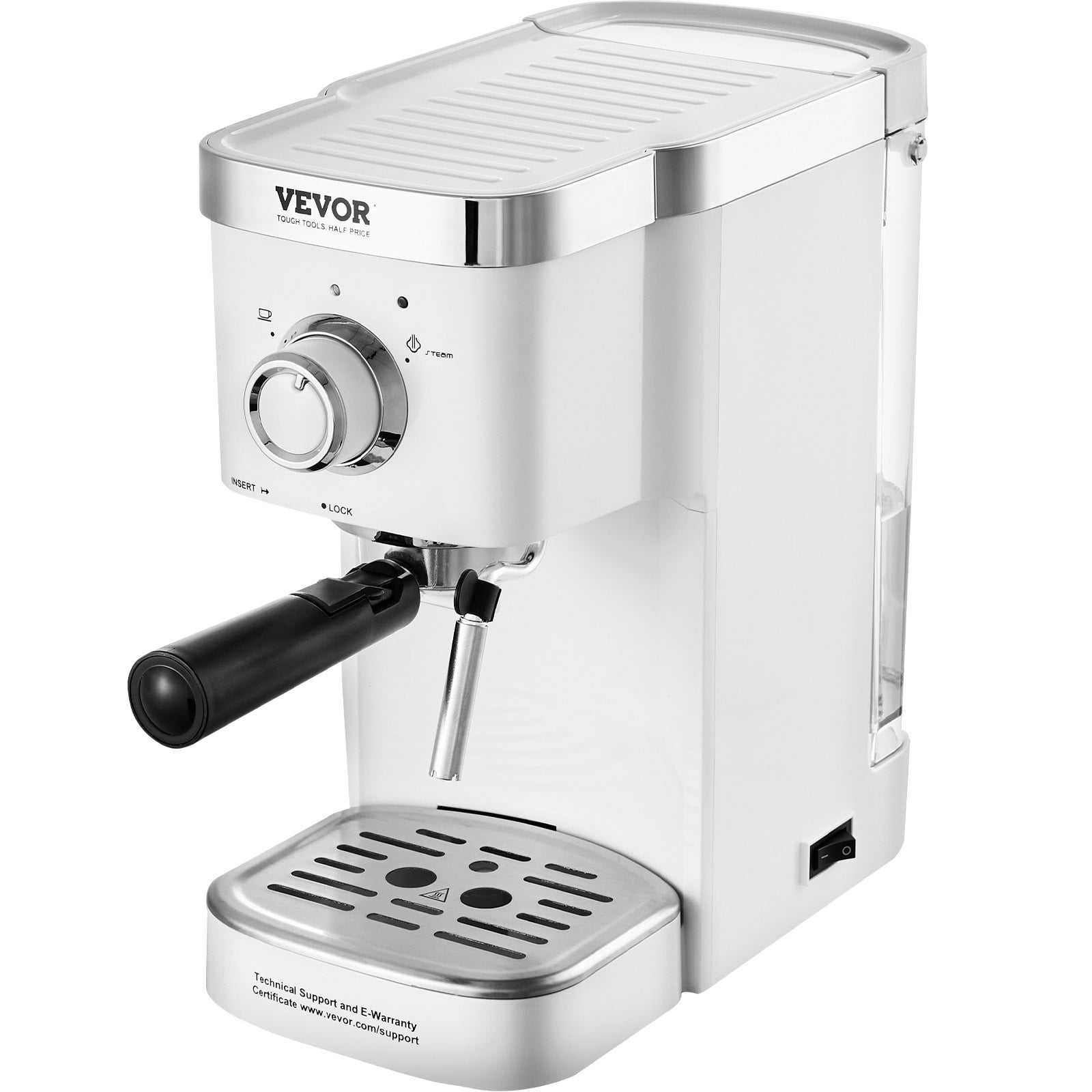 VEVOR Semi-Automatic Espresso Machine, 15Bar Espresso Maker with Milk Frother, High-Power Boiler, Removable Water Tank, and NTC Control System for Professional Cappuccino and Latte