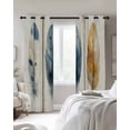 thumbnail image 4 of Blue Brown Feathers Kitchen Curtains Vintage Boho Ombre Wood Grain Cafe Short Curtains for Bathroom Blackout Window Curtain Grommet Small Window Treatment Drapes for Bedroom Living Room 42"x45"x2, 4 of 9
