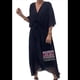 thumbnail image 2 of Vestido de Talla Grande para Mujer, Corta, Cruzado, Cuello en V, Abertura Alta, Volantes, . Negro 5XL, 2 of 5