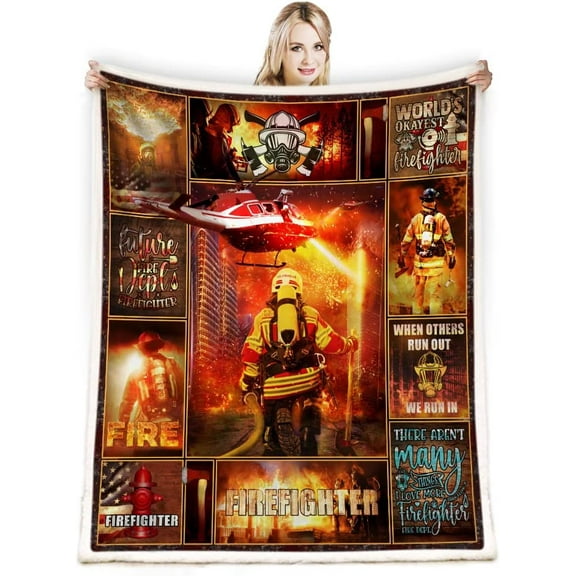 Firefighter Gifts for Men Firefighter Blanket Firemen Throw Blanket Firefighters' Day Birthday Gift Idea Fireman Practitioner Throw Blankets Fleece Soft Cozy Luxury Gifts for Firefighters