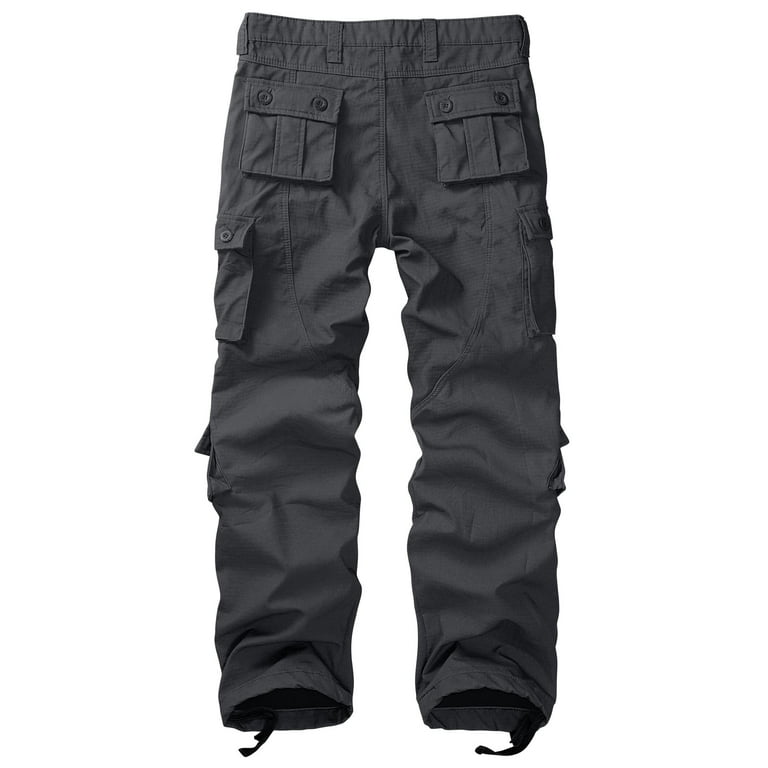 Men's Fleece Lined Camo Hiking Tactical Ripstop Pants Winter Outdoor Work  Cargo Pants with 8 Pockets No Belt 