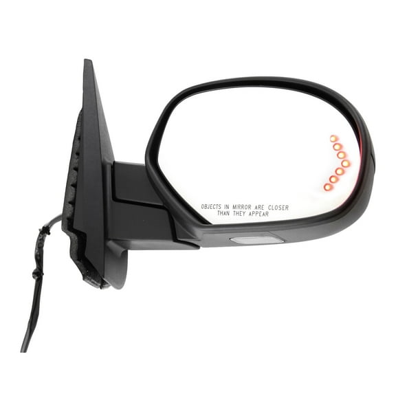 MIRROR Compatible For 2007-2014 Chevrolet Tahoe 2007-2013 GMC Sierra 1500 Right Passenger Heated Power Glass Folding In-glass Signal Light With 1 Paintable and Textured Black Cap