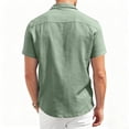thumbnail image 4 of Dwellite Men's Linen Button Down Short Sleeve Shirt Casual Spring Summer Solid Color Beach Wedding Shirts 2026 Green 2XL, 4 of 4