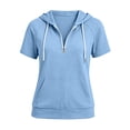 thumbnail image 6 of Frostluinai Women's Short Sleeve Half Zipper Hoodie Casual Raglan Pullover Basic Solid Lightweight Fall Sweatshirts with Pocket S-XXL, 6 of 9
