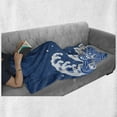 thumbnail image 6 of Japanese Wave Soft Flannel Fleece Throw Blanket, Illustration of Sea Curves Oriental Style Folk Surf Modern, Cozy Plush for Indoor and Outdoor Use, 60" x 80", Violet Blue White, by Ambesonne, 6 of 6