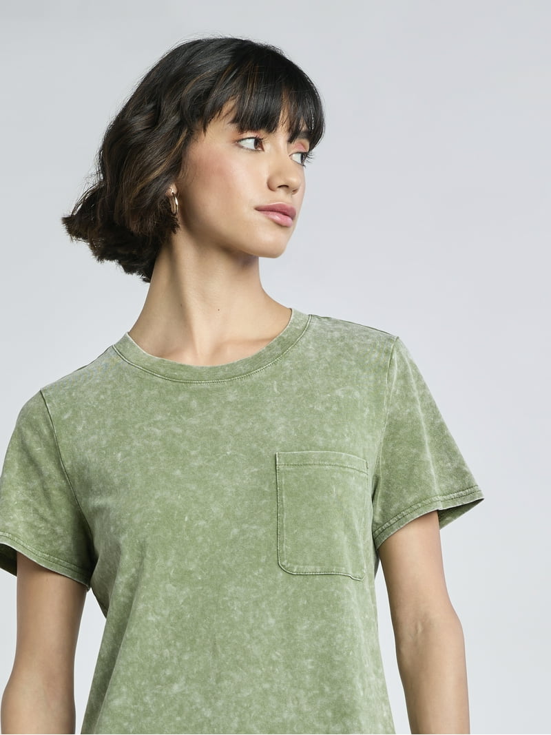 Time and Tru Women's Midi T-Shirt Dress with Short Sleeves, 100% Cotton,  Sizes XS-XXXL - Walmart.com