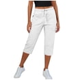 thumbnail image 7 of VBVC Women's Cargo Capri Pants,Stretchy Utility Cropped Trousers For Women,Ladies Summer Pants with Pockets,White,S-2XL, 7 of 7