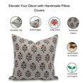 thumbnail image 4 of Fabdivine Block Print Throw Pillow Cover, 22x22 Inch Thick Linen Vintage Cushion Cover, Floral Print Boho Design Blue Pillow Cover for Sofa and Couch, 4 of 5