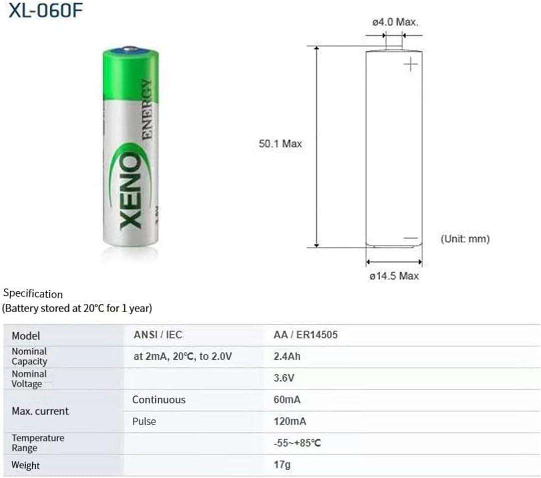 (10 Pcs/Set) XL-060F AA Battery 3.6V 2400mAh PLC Lithium Non-Rechargeable Battery for Xeno 3.6V XL-060F Energy (3.6 Volt, 2.4 Ah, Non-Rechargeable)