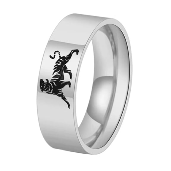 HIJONES Ring for Men Women Stainless Steel Vintage Personalized Jewelry Silver Size 8