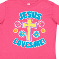 thumbnail image 4 of Inktastic Easter Jesus Loves Me with Cross and Flowers Boys or Girls Toddler T-Shirt, 4 of 5