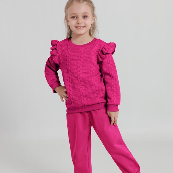 GYRATEDREAM Toddler Girls 2 Piece Outfits Ruffle Long Sleeve Pullover Sweatshirts and Sweatpants Fall Clothing Sets