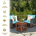 thumbnail image 5 of GVN 3 Pieces Acacia Wood Patio Furniture Set Outdoor Furniture Garden Conversation Sets with Coffee Table-Turquoise, 5 of 9