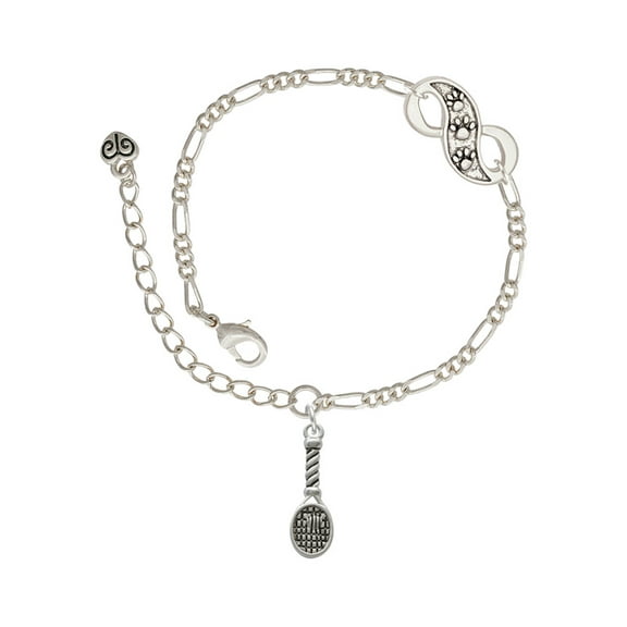 Delight Jewelry Silvertone Tennis Racquet Silver-tone Paw Infinity Link Chain Bracelet, 6" 2" Extender