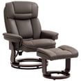 thumbnail image 2 of HOMCOM Swivel Recliner Chair with Ottoman, PU Leather Upholstered Reclining Chair with Footrest, for Living Room, Bedroom, Office, Dark Brown, 2 of 9