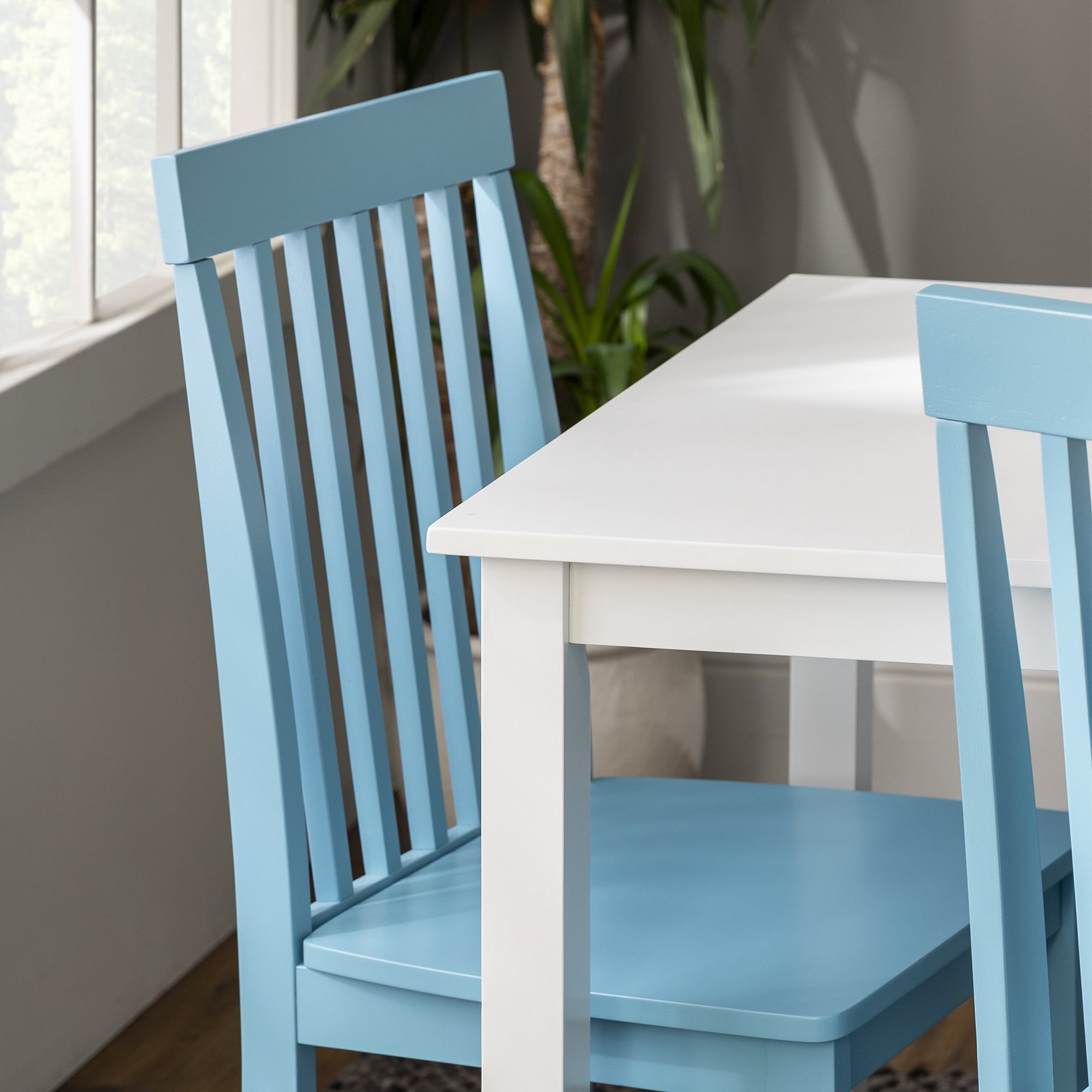 Walker Edison Modern 5-Piece Dining Set - White / Powder Blue