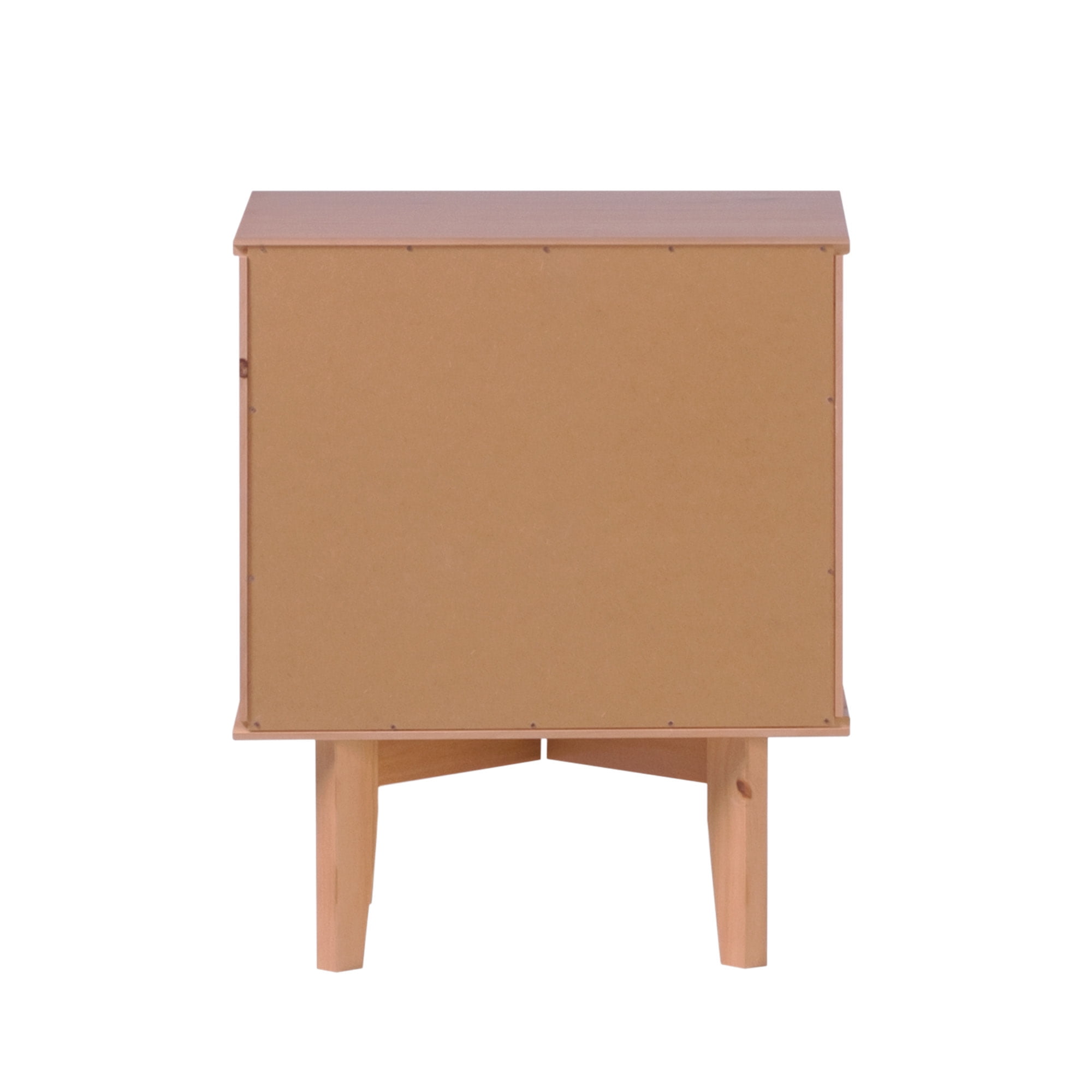 Walker Edison 24” Mid-Century Modern Groove Handle Solid Wood Nightstand, Natural Pine