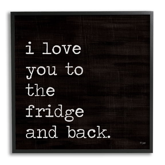 Stupell Industries Love You Fridge & Back Food & Beverage Painting Black Framed Art Print Wall Art, 12 x 12