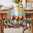 thumbnail image 5 of Watercolor Tulip Table Runner, Flower Retro Kitchen Table Runners Dress Scarves for Table Decorations Party/Restaurant/Indoor Outdoor Use, 13x108in, 5 of 9