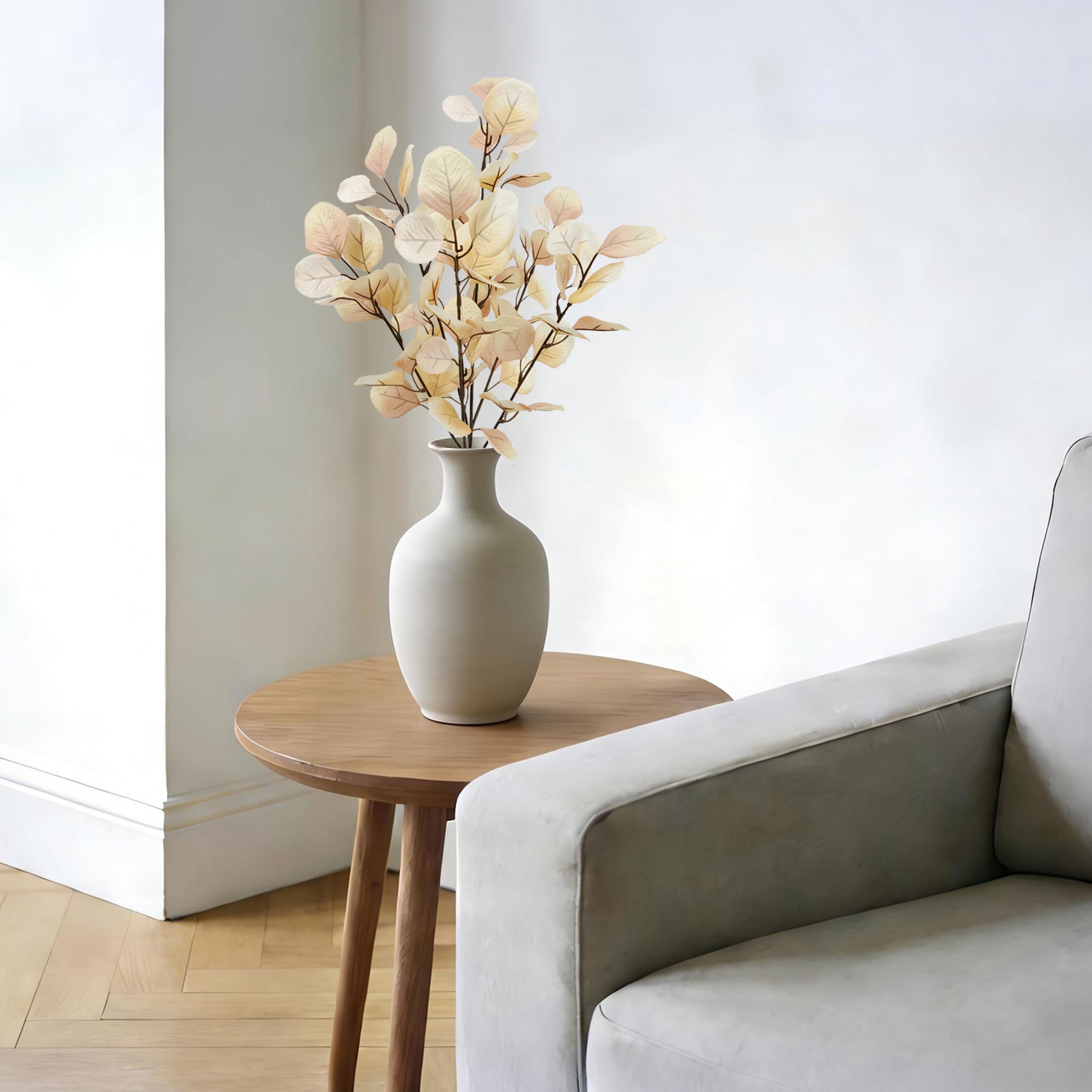 Mainstays 22 in Indoor Artificial Eucalyptus Bush, Cream