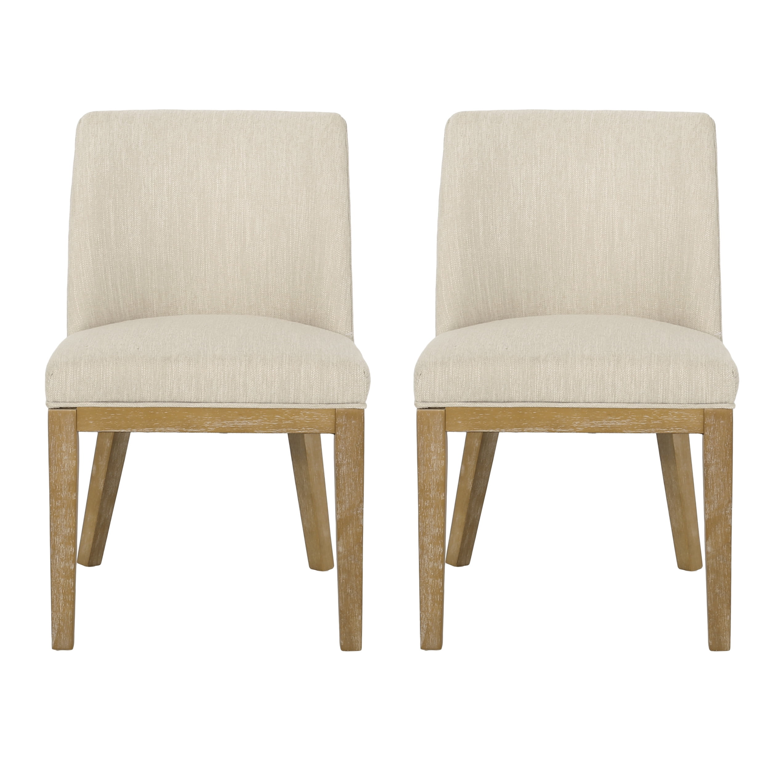 Noble House Elmore Fabric Upholstered Wood Dining Chairs, Set of 2