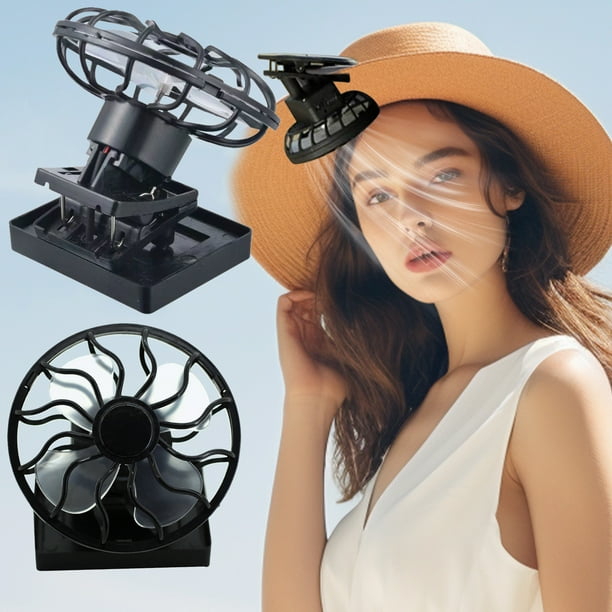 Ventilador solar con clip para sombreros | Ventilador portátil para actividades al aire libre | Accesorio de verano para viajes, pesca y escalada | Paquete de 2