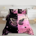 thumbnail image 2 of Homewish Cute Butterflies Queen Comforter Set,Flying Animal Bedding Sets,Pink Black Bedding Comforter Set For Girls Kids,Luxury Bedroom Decor Reversible,3pcs, 2 of 8