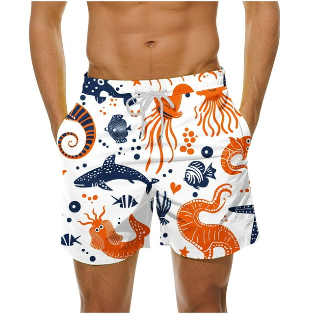 Men's Big&Tall Swim Trunks, Mens Swim Trunks with Pockets Board Beach Shorts Quick Dry Swim Shorts Bathing Suits Tropical Shorts for Men S-5XL Bathing Suits Woman Clearance