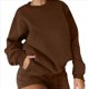thumbnail image 1 of Suéteres de Cuello Redondo de de Gran Tamaño para Mujer, Tops Bonitos para Otoño e Invierno, Ropa Preppy para Chicas Adolescentes Café L, 1 of 9
