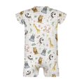 thumbnail image 5 of Baby African Jungle Safari Animals Baby Boy Romper Zebra Lion Hippo Giraffe Elephant Floral Leaves Checkered Short Sleeve Crewneck Jumpsuit Floral Leaves Plaid One Piece Infant Summer Outfit, 5 of 6