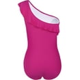 thumbnail image 3 of Mycoco Womens One Piece Swimsuits One Shoulder Ruched Ruffle Monokini Bathing Suits, 3 of 6