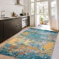 thumbnail image 2 of Hasoo Washable 6' x 9' Abstract Area Rug for Living Room Soft Indoor Modern Carpet, Yellow/Blue, 2 of 5