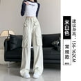 thumbnail image 5 of New American style workwear pants for women jeans for women in spring and autumn high waisted slimming straight leg loose casual wide leg pants, 5 of 14