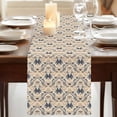 thumbnail image 3 of Beige Baroque 90 Inch Table Runner, Vintage European Floral Pattern Farmhouse Dresser Scarf Cotton & Linen Tablerunner for Dining/Kitchen Island/Holiday Party Décor 13" x 90", 3 of 9