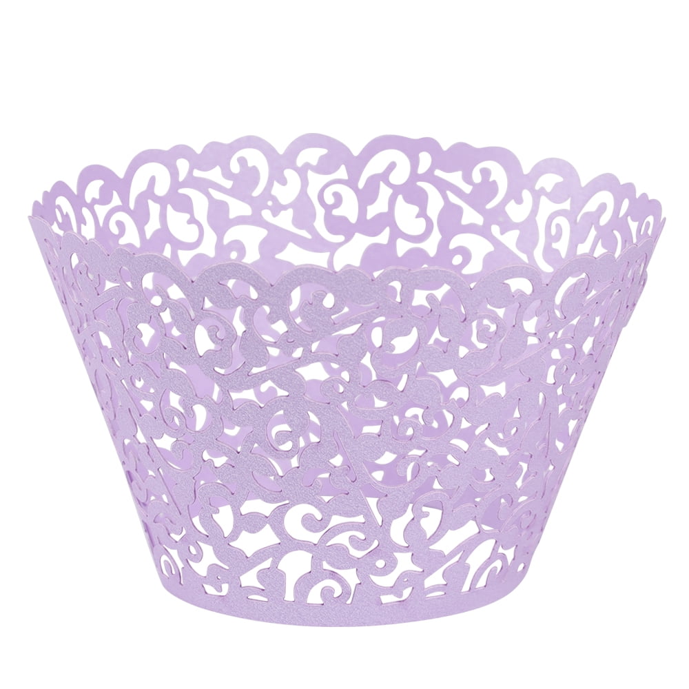 72 Lilac Lavender Filigree Cupcake liners collars Wrappers Wedding favors 
