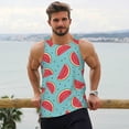 thumbnail image 6 of Gukieu Watermelon Print Men's Quick Dry Fitness Vest, Round Neck Sleeveless Fitness Bodybuilding Top-Medium, 6 of 7