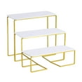 thumbnail image 3 of Luzkey Cake Stand,Display Stand Risers Shelf 3 Tiered, Rectangle Metal Home Decor Display Rack for Candy Cupcake Toys Figure Perfume Gold White, 3 of 8