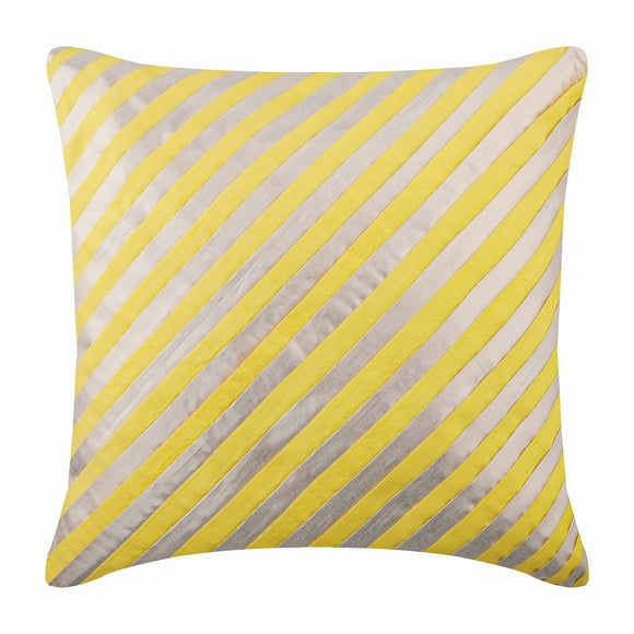 The HomeCentric Euro Sham Pillow, Yellow European Pillow Shams Pack of 2, 26x26 inch (65x65 cm), Silk Euro Pillow Shams, Striped, Pintucks, Textured, Modern Euro Pillowcases Easter - Unfolding Yellow