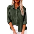 thumbnail image 2 of Aricy Women Button Down Shirts Dressy Casual Tops Business Work Blouses Gauze Cotton Linen Long Sleeve Shirts V Neck Loose Blouse Plus Size Elegant Tunic Top, 2 of 4