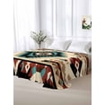 thumbnail image 5 of Boho Brown Teal Red Queen Size Flat Sheet, Wrinkleproof & Fadeproof Cooling Flat Bed Sheet Only, Southwestern Geometric Abstract Retro Breathable Soft Bedding Top Sheets 90 x 102 Inches, 5 of 8