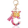 thumbnail image 1 of Llaveros con letras iniciales para mujer Borla Mariposa Rosa Púrpura C, 1 of 3