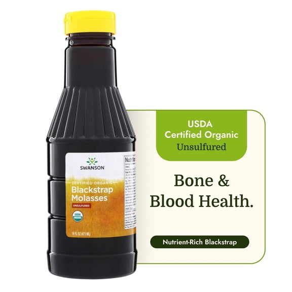 Swanson Certified Organic Blackstrap Molasses 16 fl oz Liquid