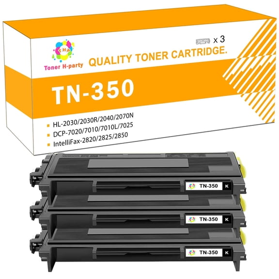 Toner H-Party 3-Pack Compatible Toner Cartridge Replacement for Brother TN-350 HL-2030 2030R 2040 2070N 2070NR 2045 2075N, DCP-7020 7010L 7025, MFC-7220 7225N 7420 7820 7820N Printer Ink Black