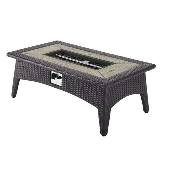 Afuera Living 43.5" Rectangle Fire Pit Patio Coffee Table in Espresso