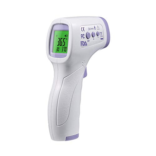 Body Forehead Temperature Measurement Handheld Temperature Gun for Adult Baby Children and Home Use White&Blue Non Contact Infrared Digital Thermometer with LCD Display 