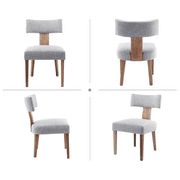 Guyou Dining Chairs Set of 6, Mid-Century Modern Linen Upholstered Kitchen Chairs with Curved Backrest, Wooden Side Chairs for Dining Kitchen Living Room Bedroom, Grey